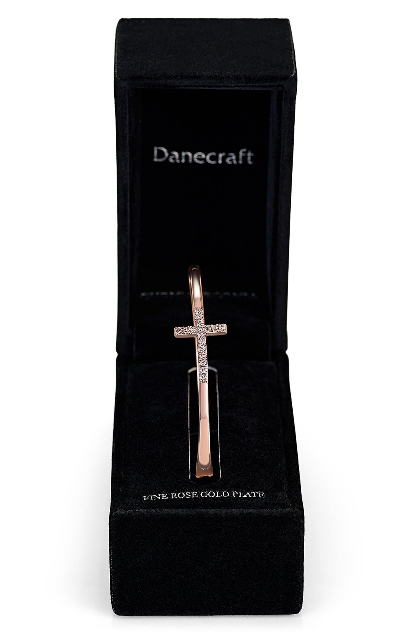 Danecraft Pavé Cubic Zirconia Cross Hinged Bangle
