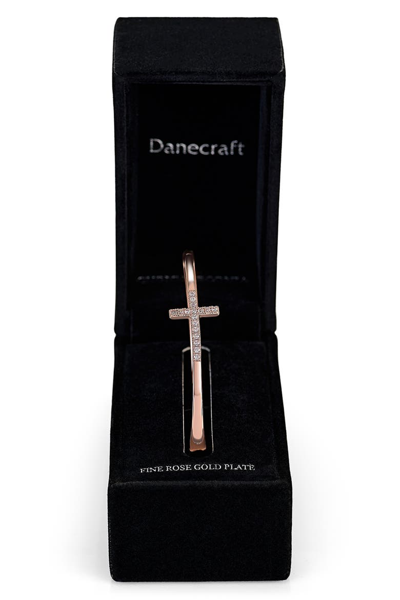 Pavé Cubic Zirconia Cross Hinged Bangle, Main, color, METALLIC GOLD
