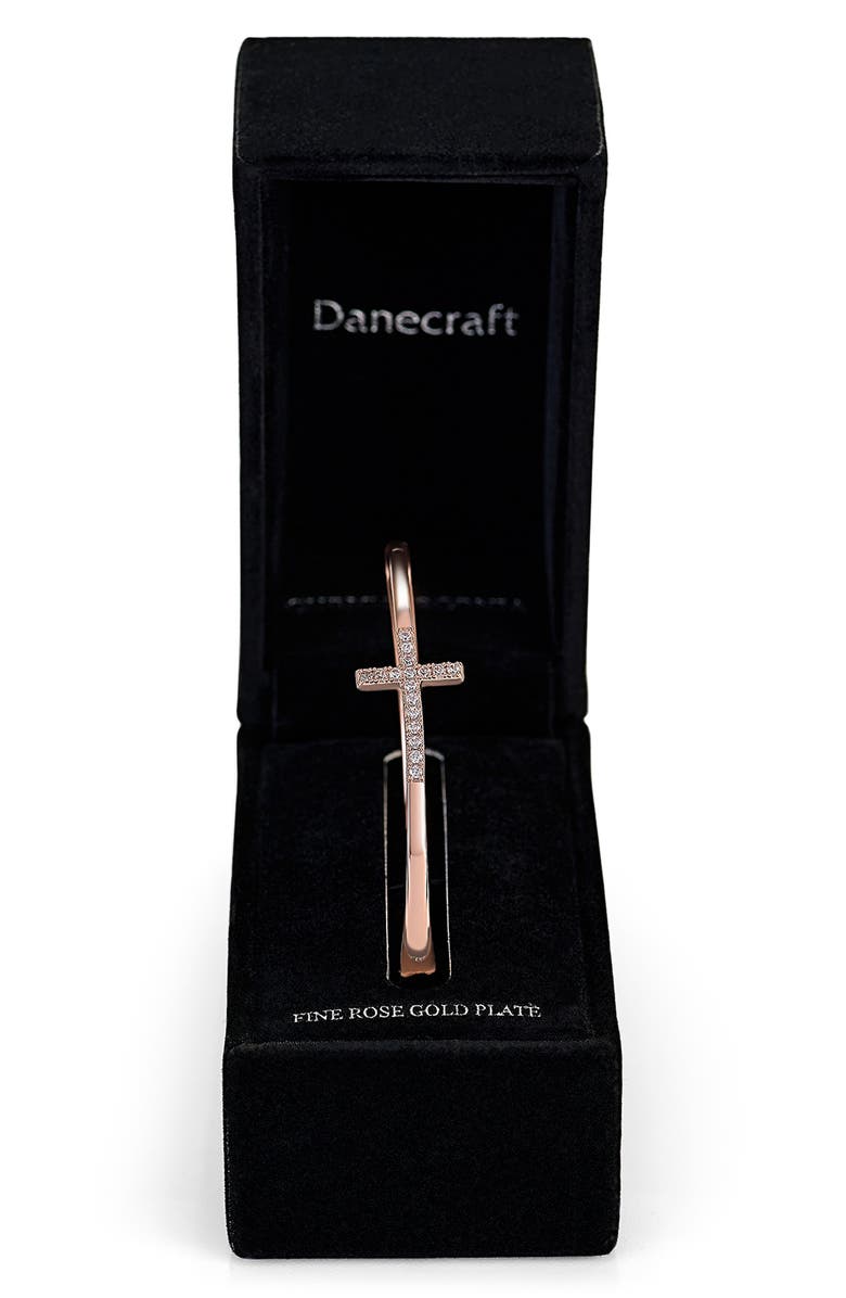 Danecraft Pavé Cubic Zirconia Cross Hinged Bangle, Main, color, Metallic Gold
