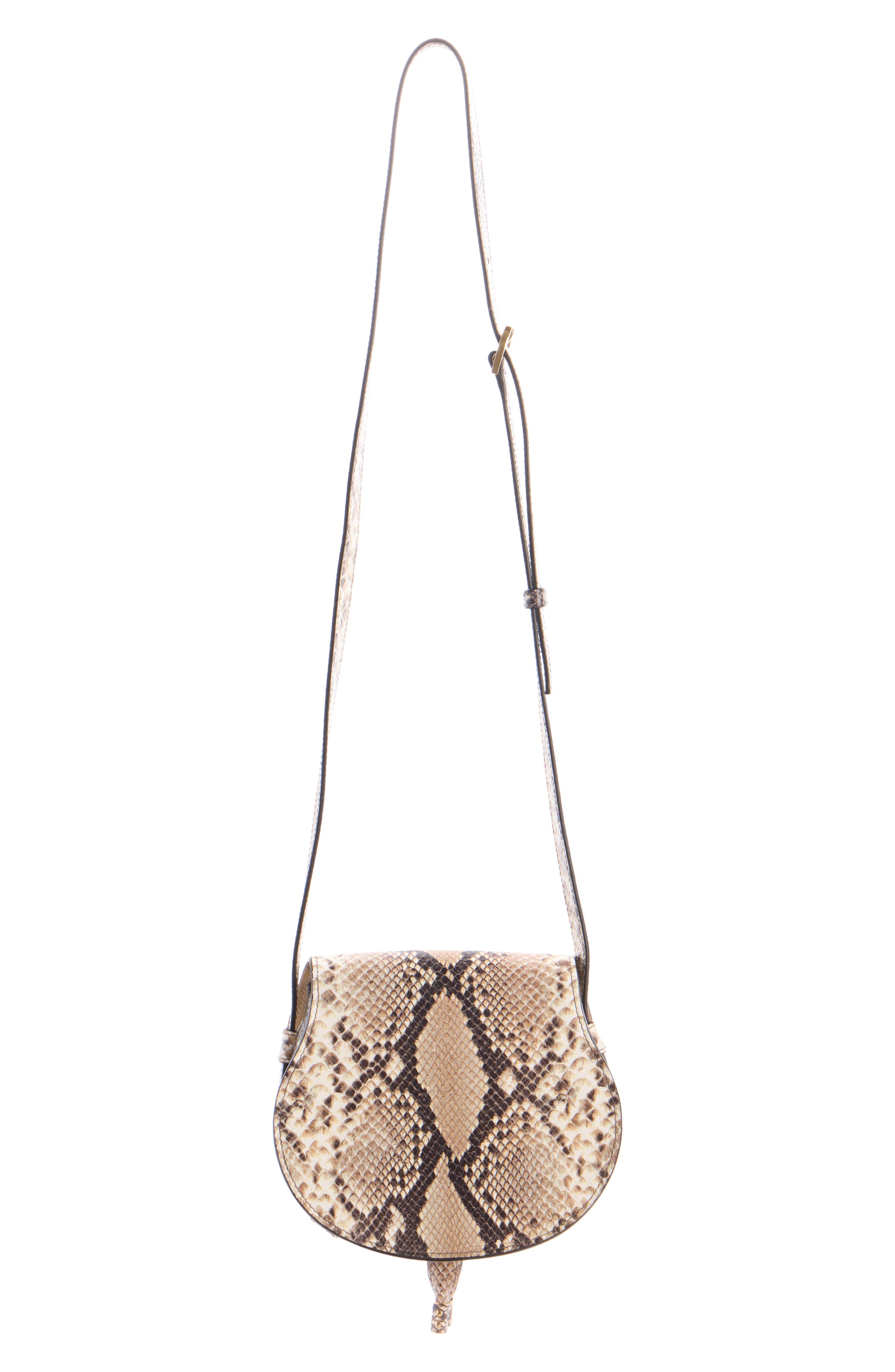 Chloé Marcie Snakeskin Embossed Leather Crossbody Bag, Alternate, color, Dusty Beige