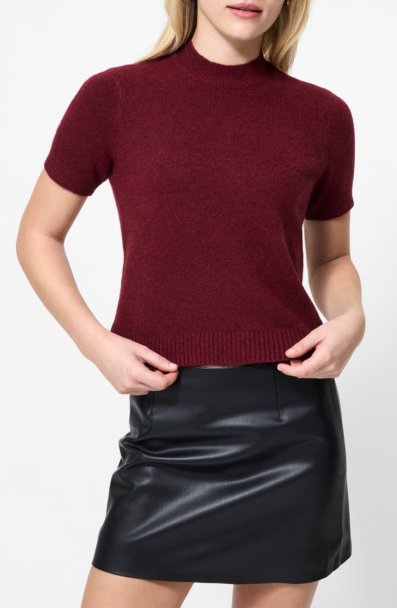 French Connection Vhari Short Sleeve Crop Sweater, Main, color, Cabernet