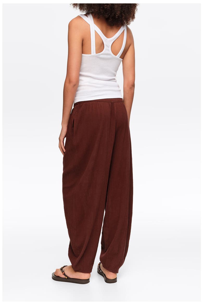 Textured Cotton Harem Trousers, Alternate, color, BROWN