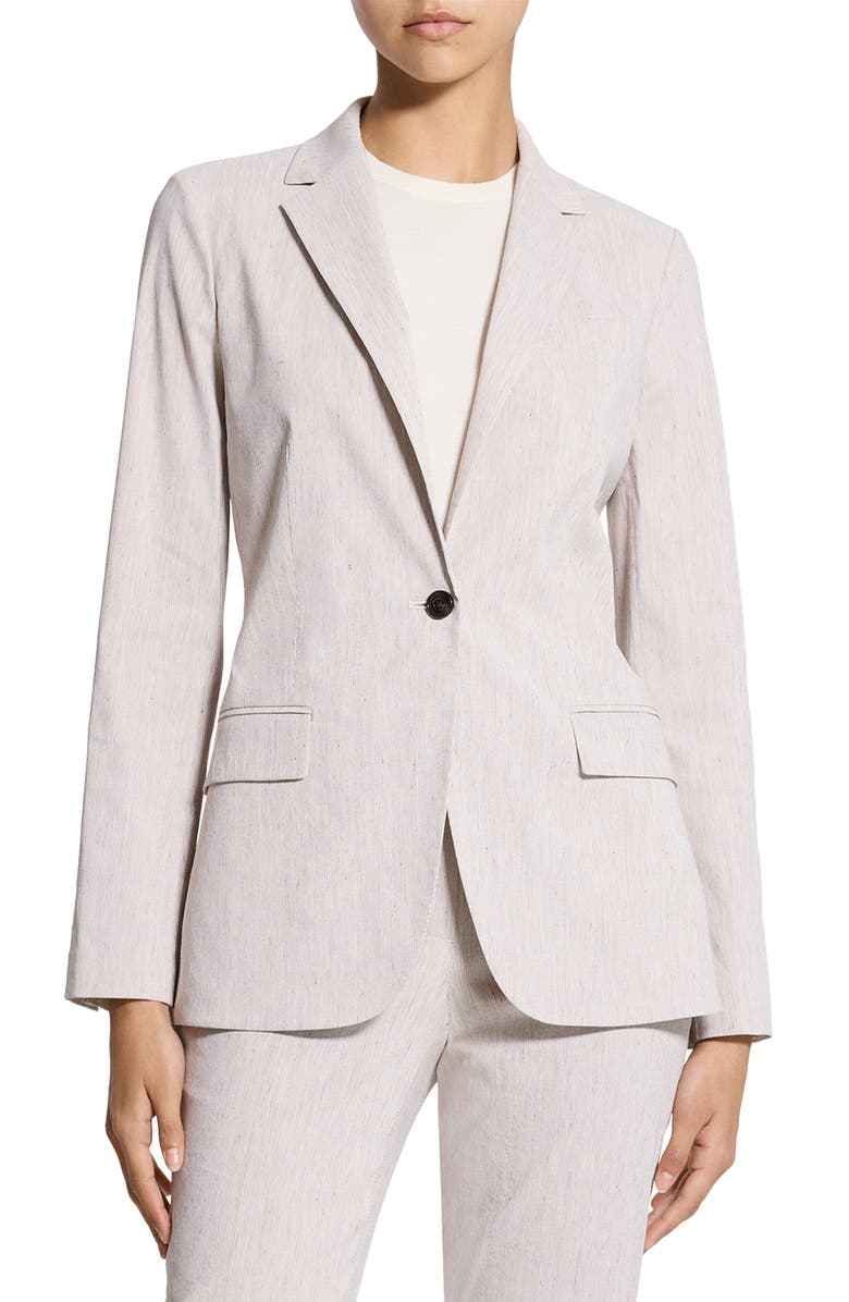 Theory Staple Linen Blend Blazer, Main, color, Cognac Multi