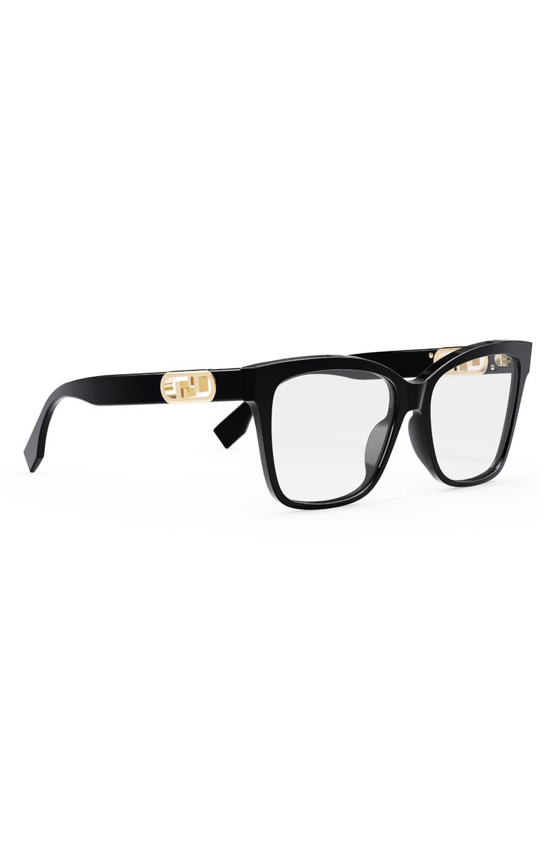 Fendi Maxi Fendi O'Lock 55mm Square Glasses, Alternate, color, Shiny Black