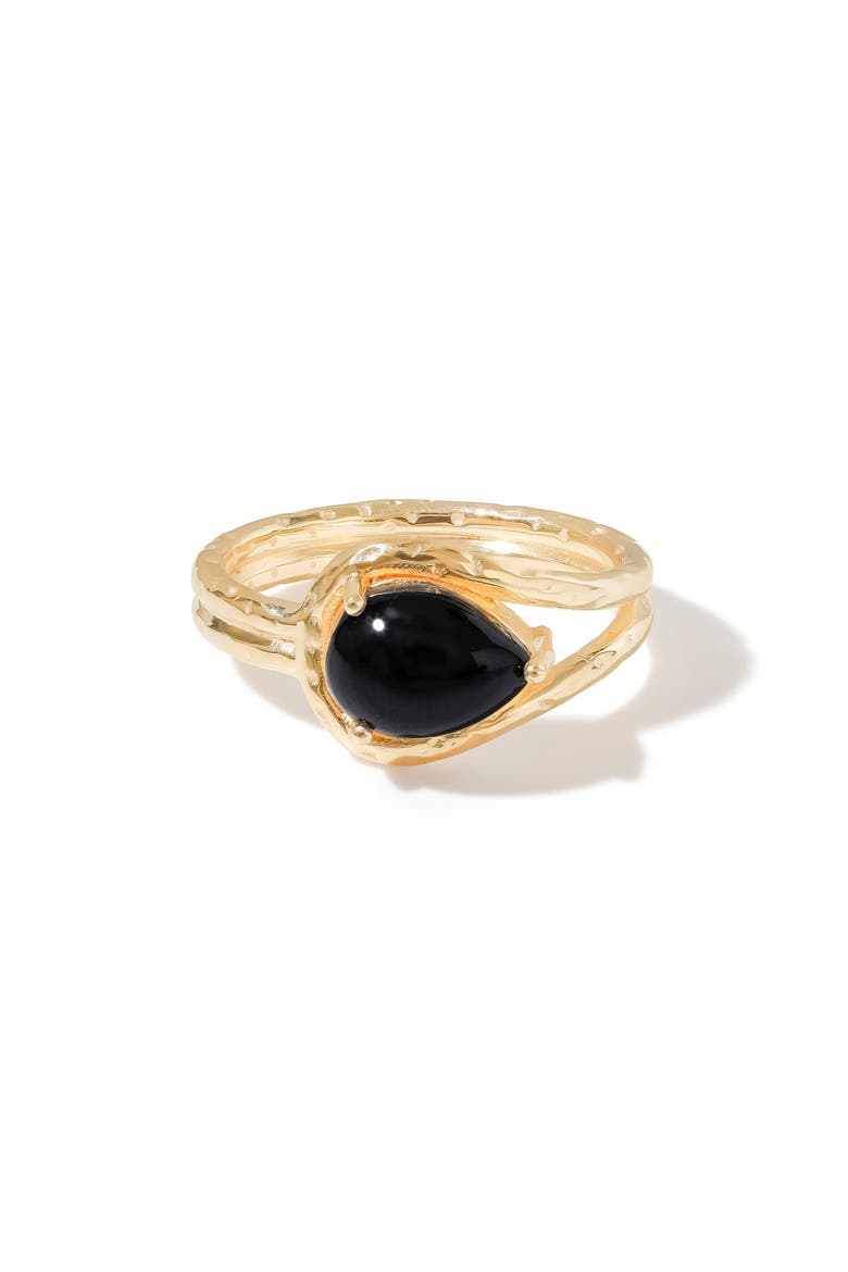 Pear Citrine Split Band Ring, Main, color, BLACK