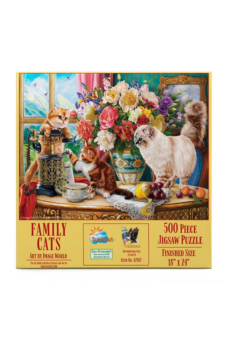 Family Cats 500 piece Jigsaw Puzzle for Adults, Alternate, color, Multicolor