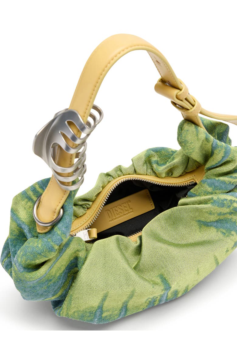 DIESEL<sup>®</sup> Small Grab-D Satin Denim Scrunched Hobo Bag, Alternate, color, Green