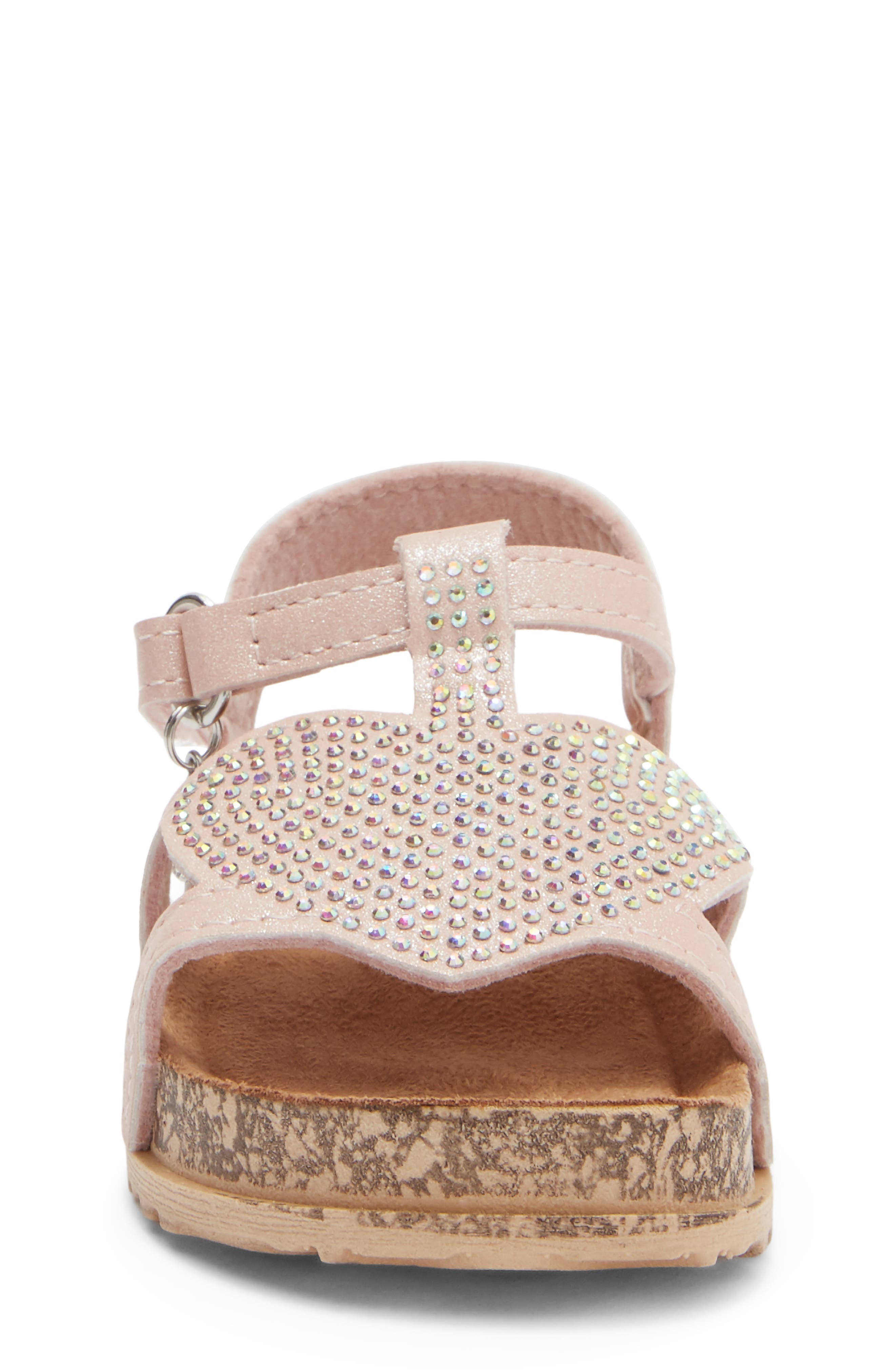 bebe Rhinestone Embellished Sandal, Alternate, color, Pink