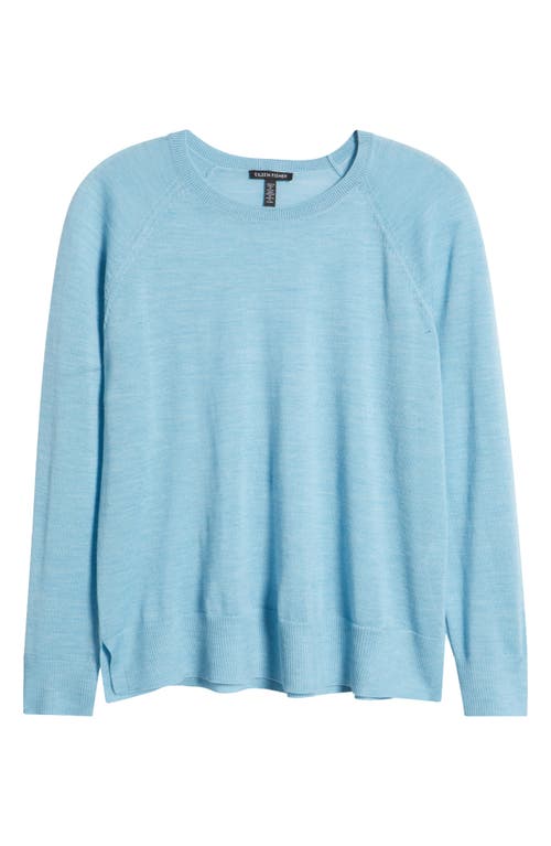 Eileen Fisher Raglan Sleeve Merino Wool Pullover In Blue