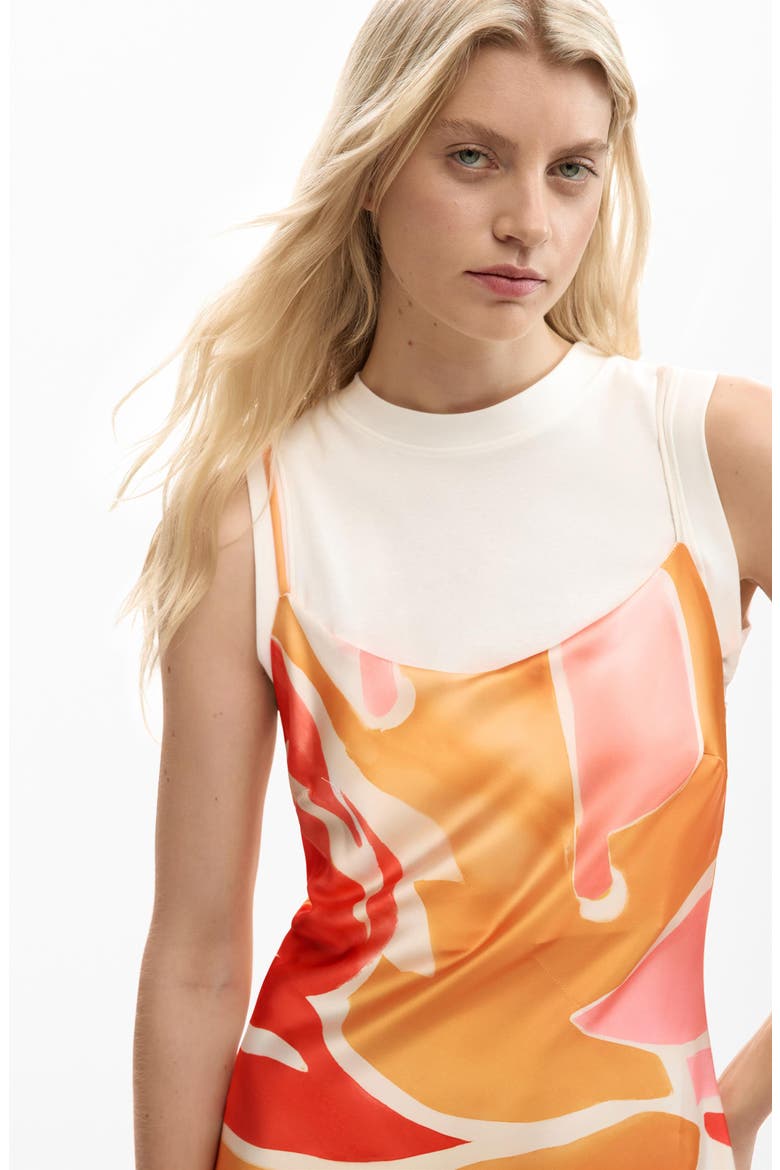 Two-Piece Satin Midi Dress, Alternate, color, ORANGE