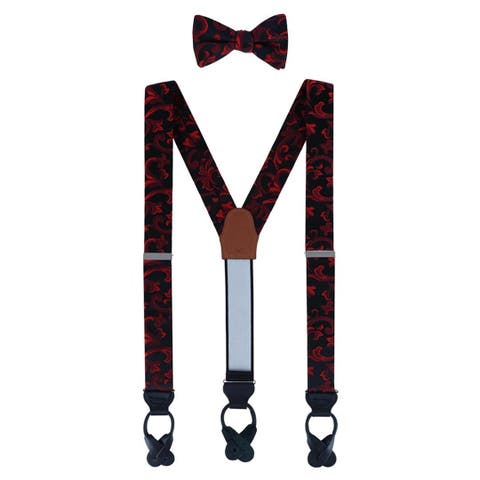 Christian the Romantic Brocade Silk Suspenders (Braces) and Bow Tie Set