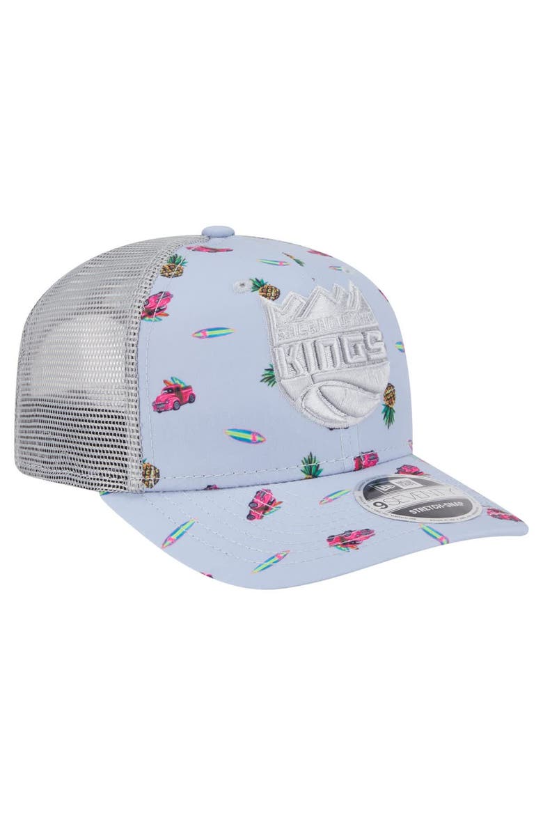 Men's New Era Light Blue/Gray Sacramento Kings Adventure Aloha Pattern 9SEVENTY Stretch-Snap Hat, Alternate, color, Light Blue