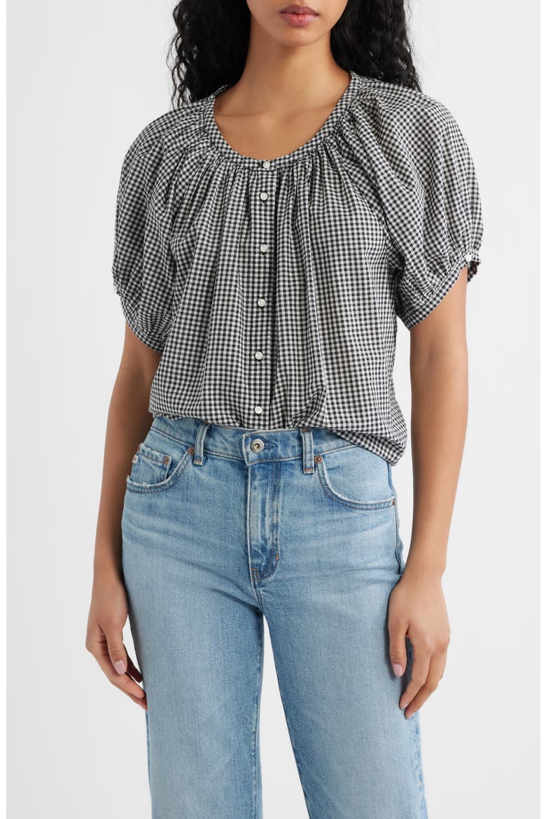 June Organic Cotton Gingham Top, Main, color, NOIR LA MADDALENA GINGHAM