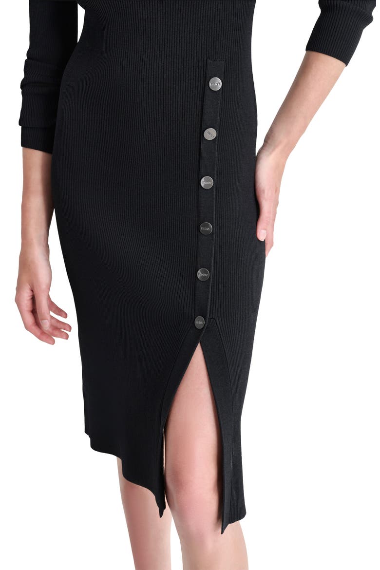 Mock Neck Long Sleeve Sweater Dress, Alternate, color, BLACK