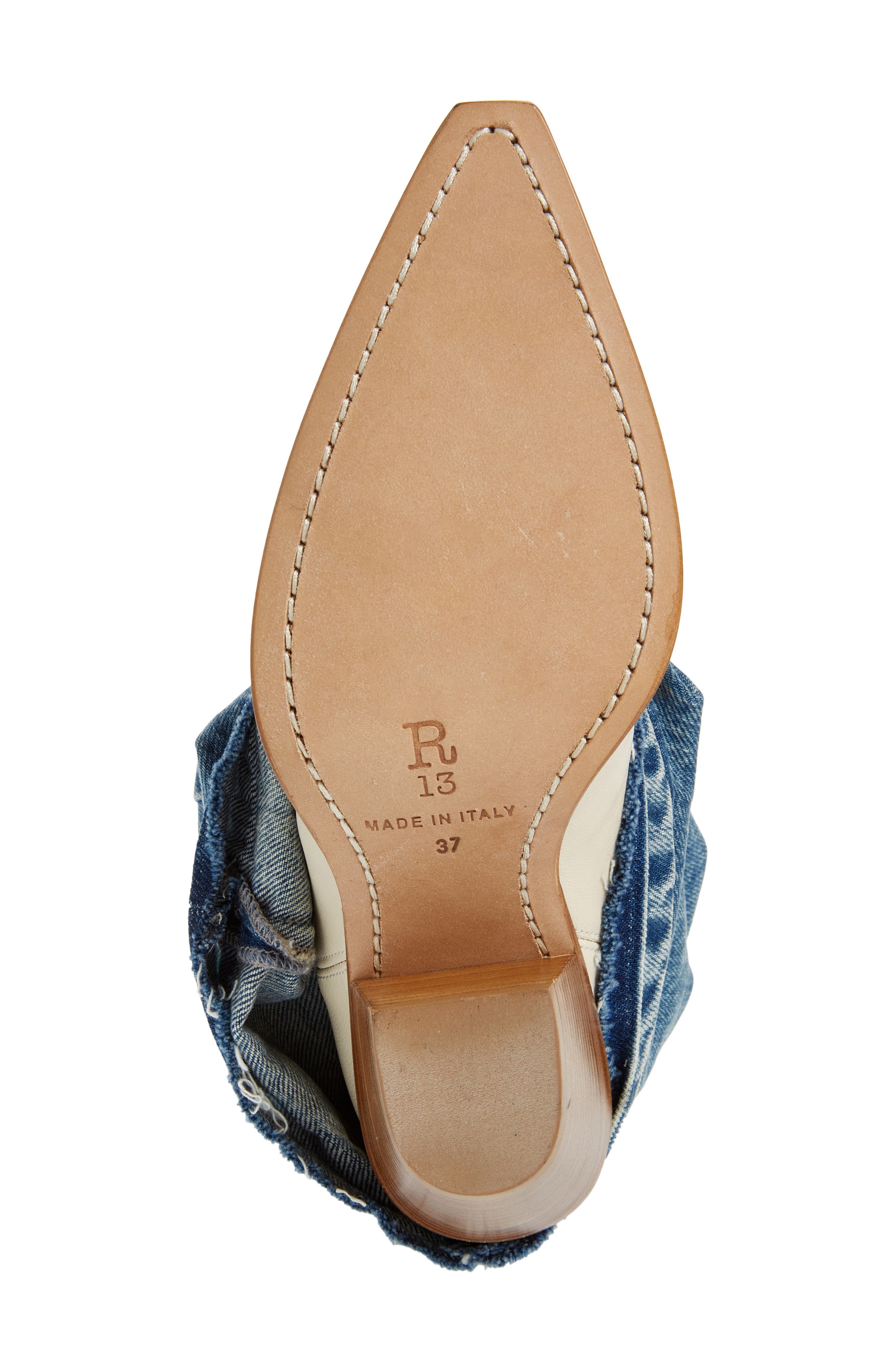 R13 Denim Sleeve Western Boot, Alternate, color, Indigo