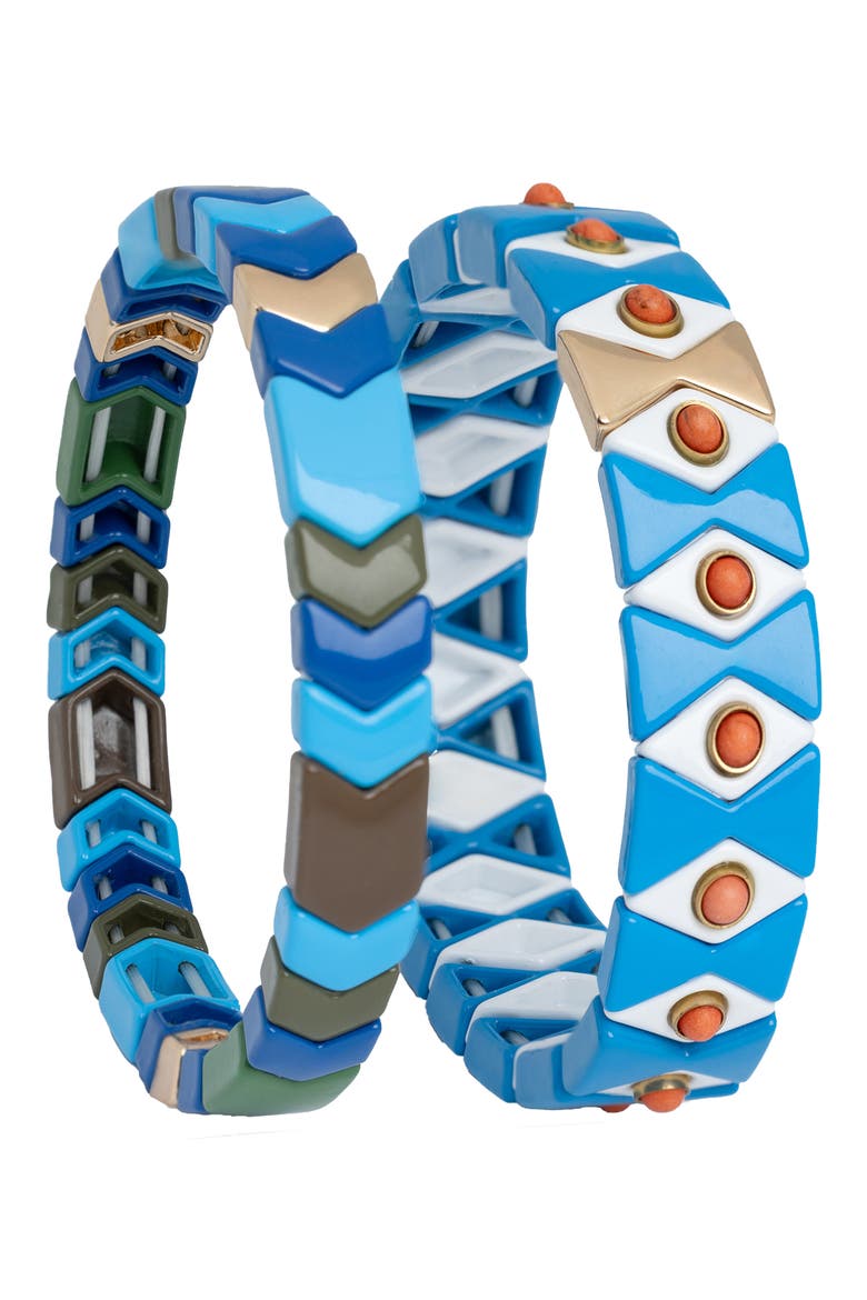 2-Pack Evil Eyel Stretch Bracelets, Main, color, BLUE