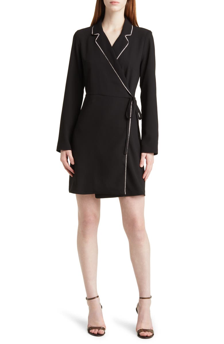 CeCe Rhinestone Trim Long Sleeve Coat Dress, Alternate, color,