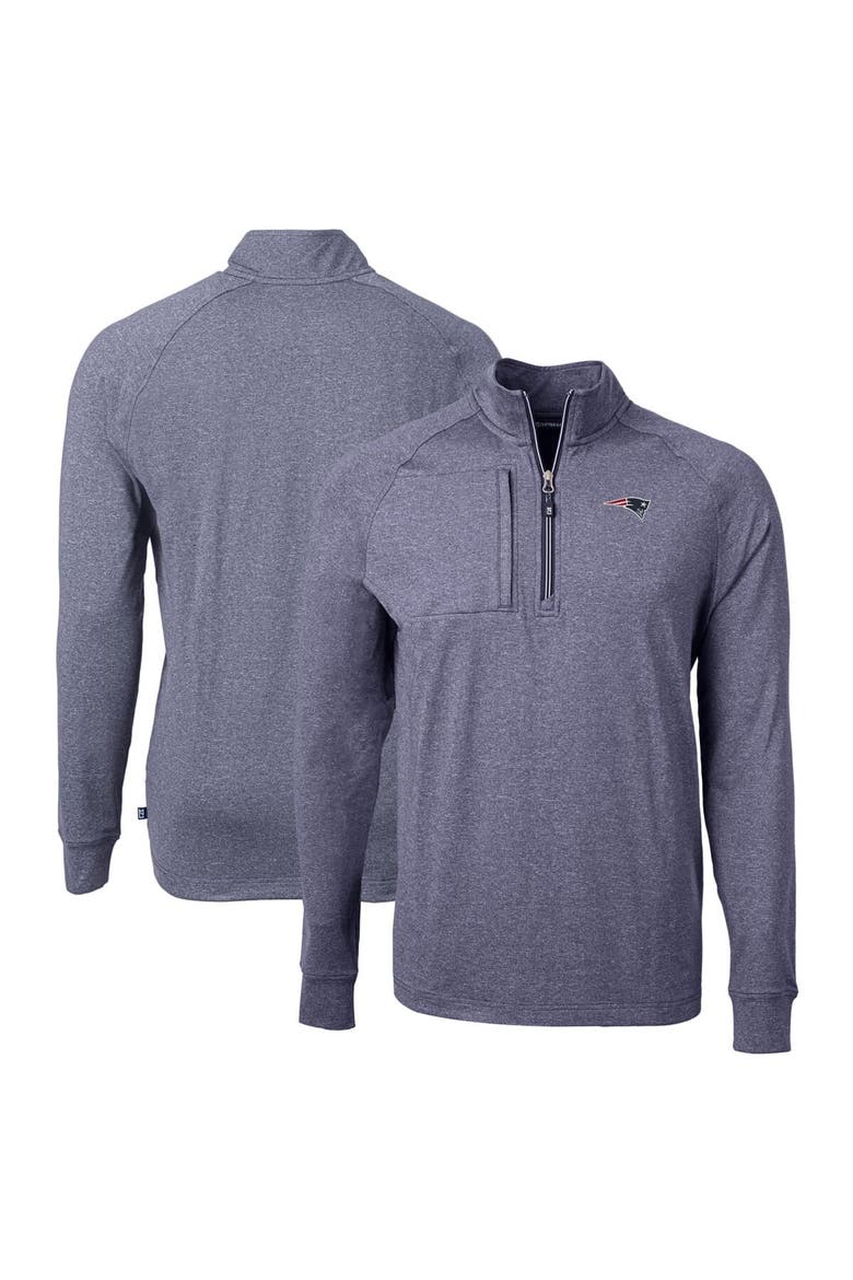 Men's Cutter & Buck  Heather Navy New England Patriots  Big & Tall Adapt Eco Knit Quarter-Zip Pullover Top, Main, color, Heather Navy