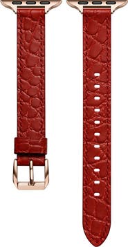 Posh Tech Cleo Skinny Croc Embossed Leather Apple Watch® Watchband