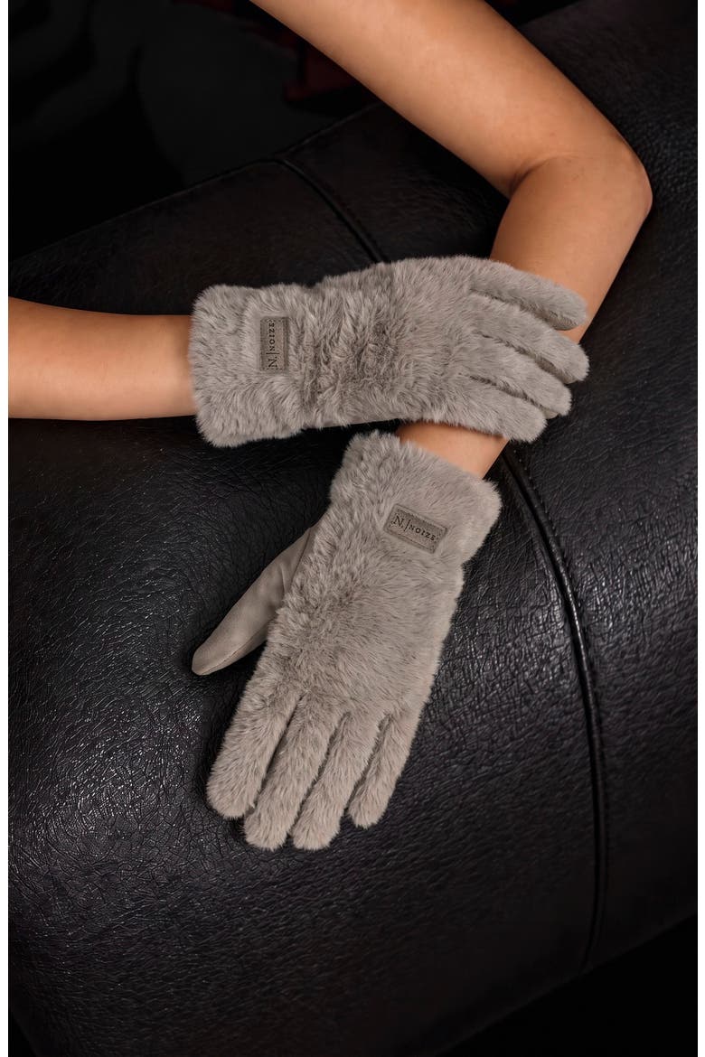 Penny Tech Faux Fur Gloves, Alternate, color, TAUPE