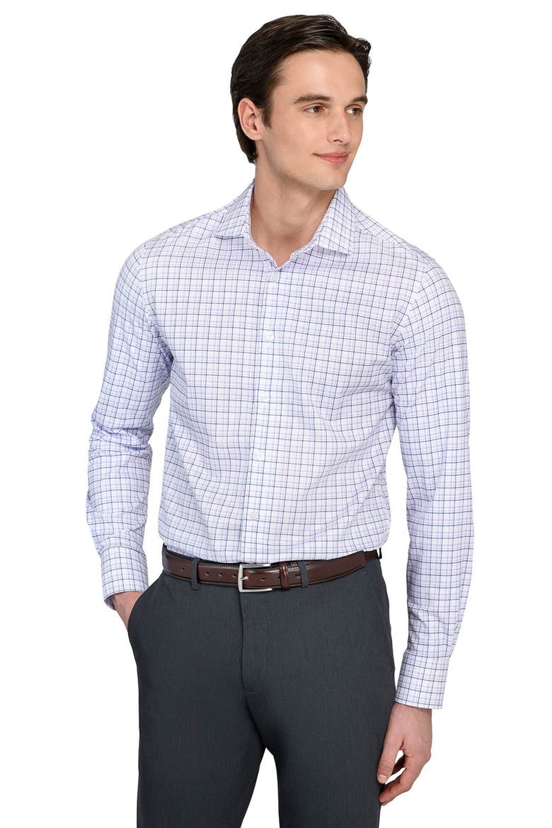 Slim Fit Plaid Reworked Dress Shirt, Alternate, color, WHITE/ PURPLE