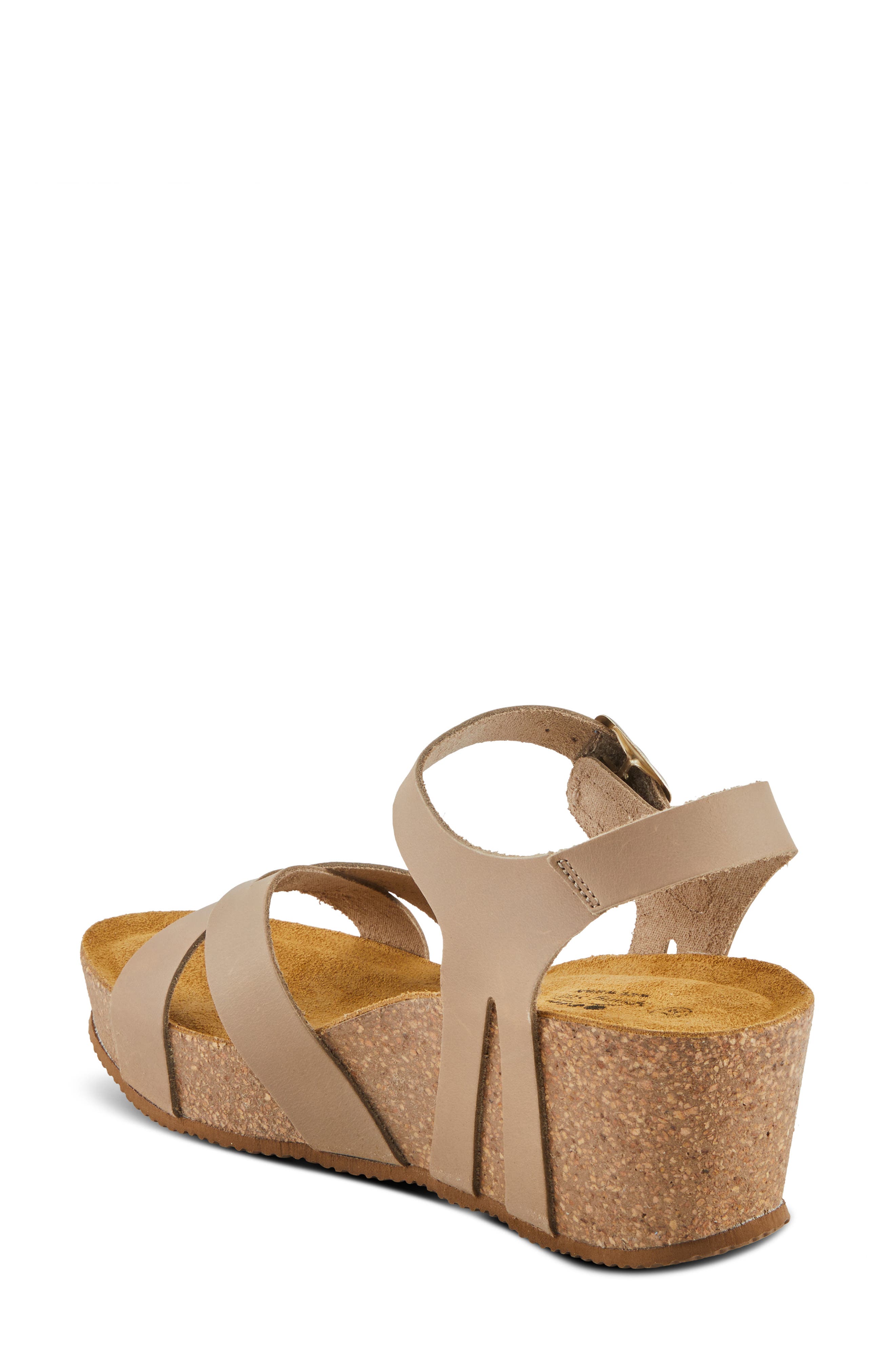 Burton Ankle Strap Platform Wedge Sandal, Alternate, color, TAUPE
