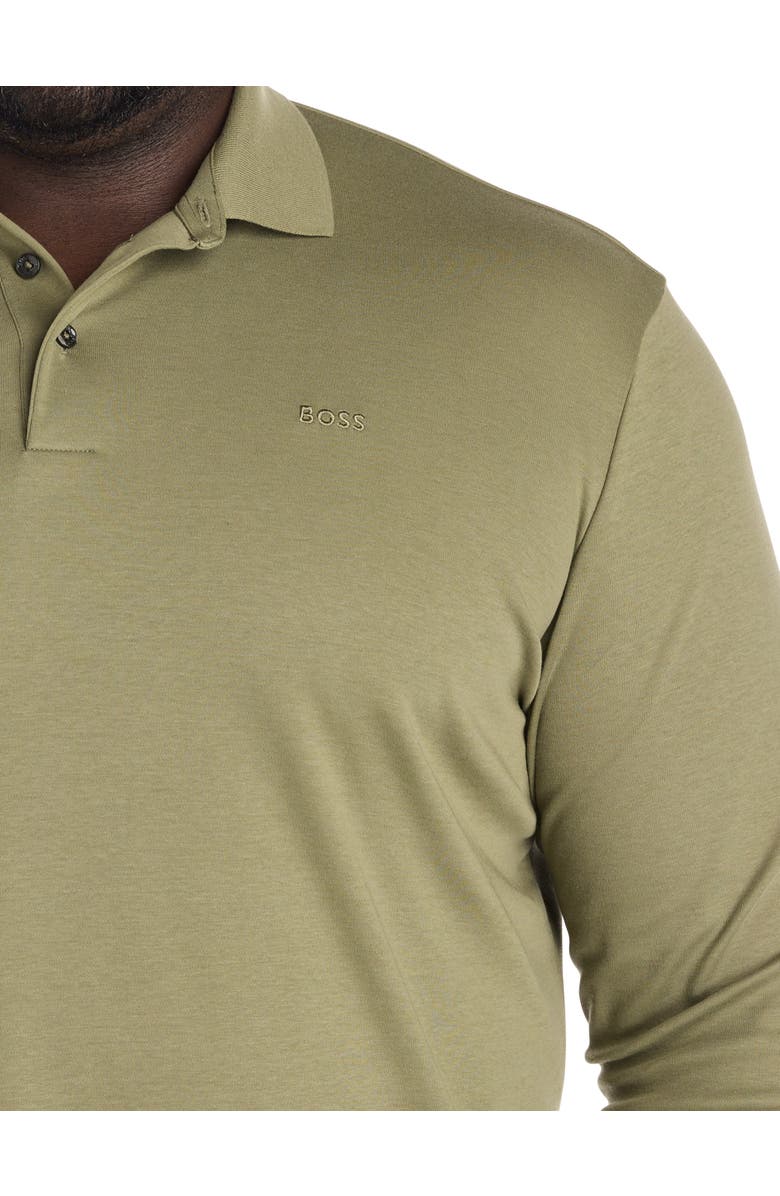 BOSS Big & Tall Pado Long-Sleeve Polo Shirt, Alternate, color, Medium Green