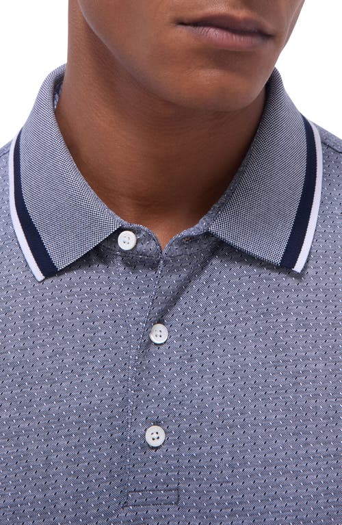 Bugatchi Speckled Bird's Eye Cotton Polo In Navy
