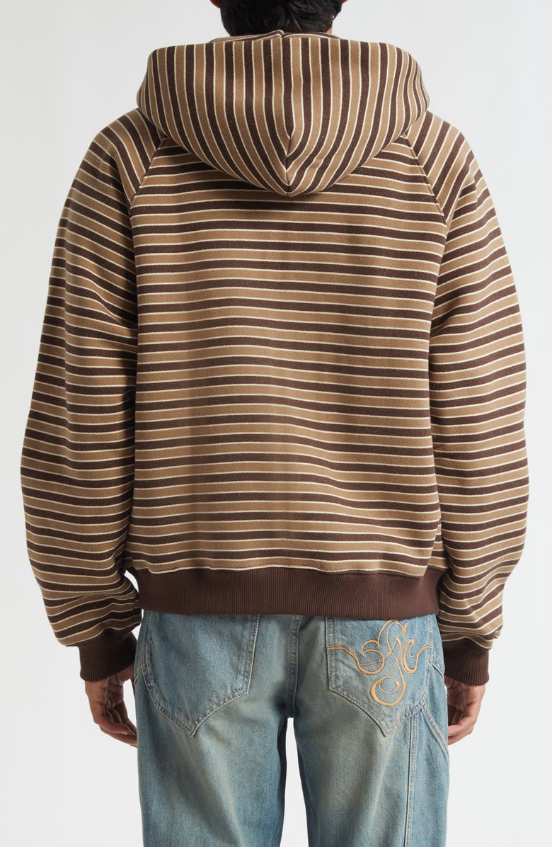 STOCKHOLM SURFBOARD CLUB Ace Stripe Raglan Sleeve Zip Hoodie, Alternate, color, Brown