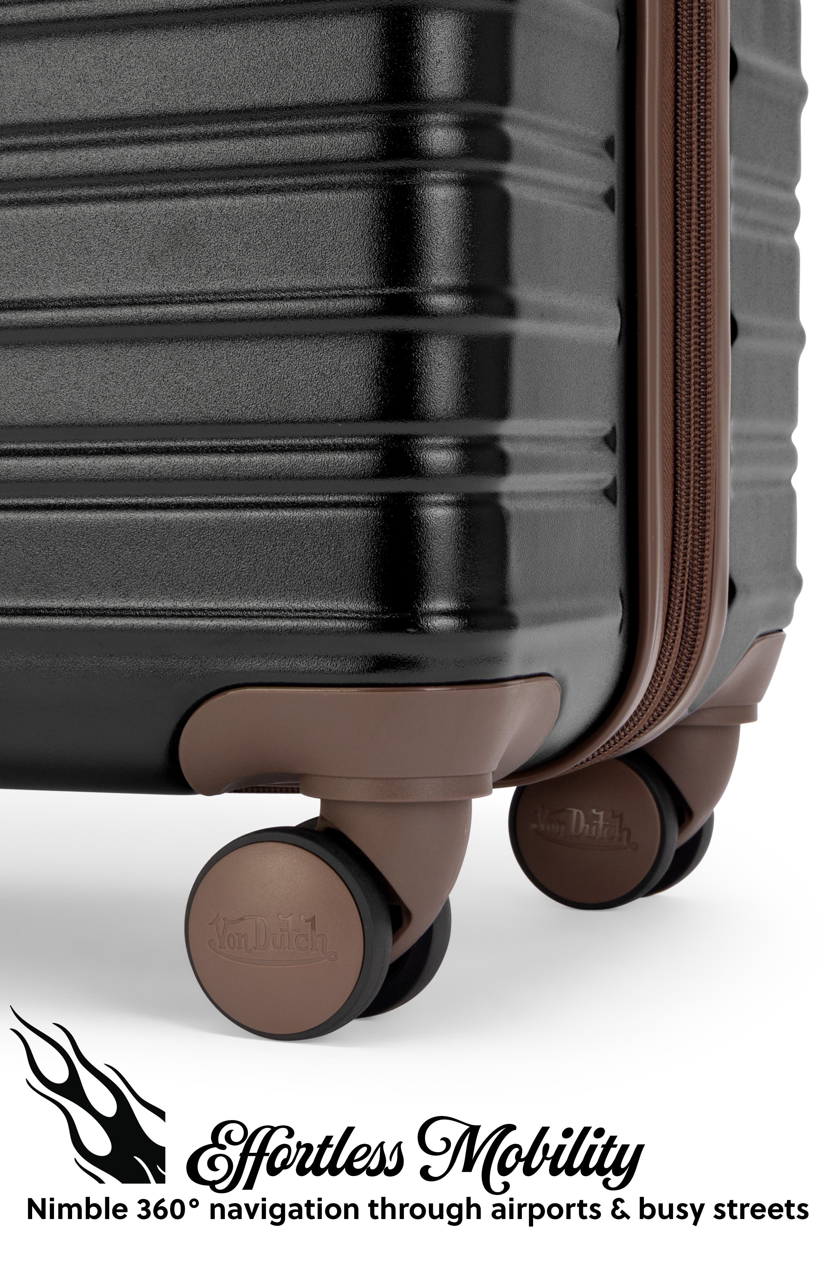 Von Dutch Retro Trek 3-Piece Expandable Hardside Spinner Luggage Set, Alternate, color, Black