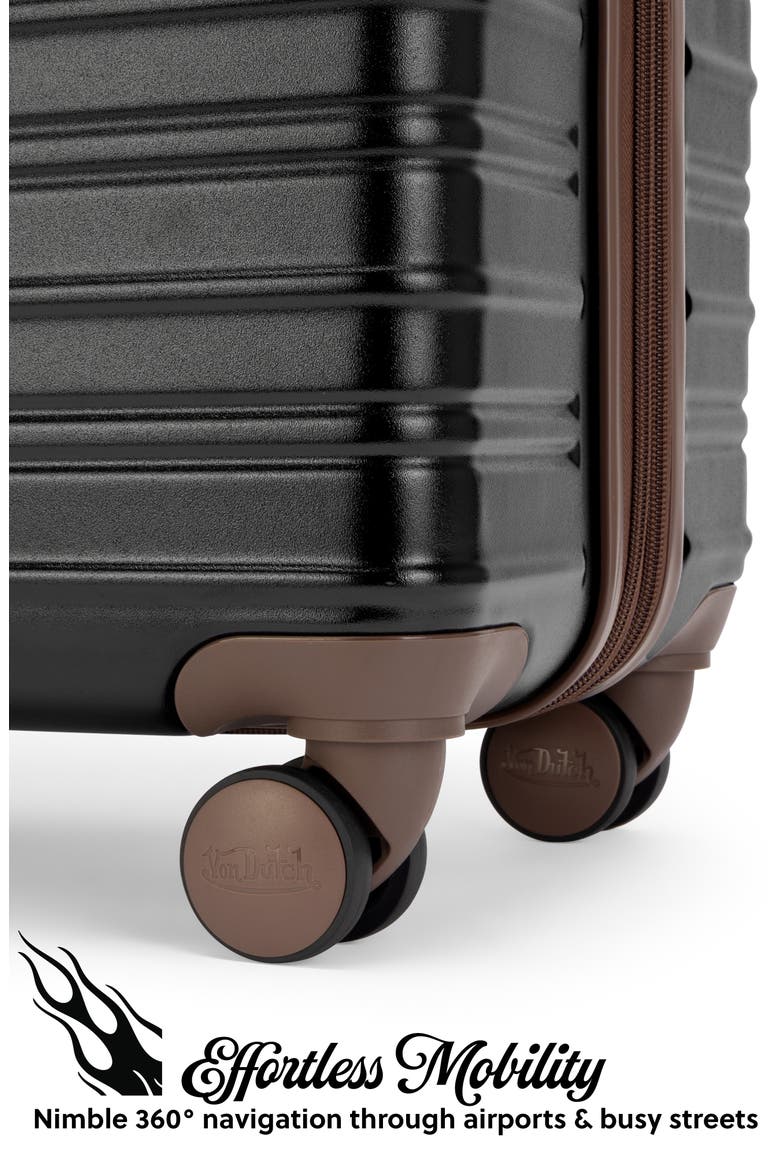 Retro Trek 3-Piece Expandable Hardside Spinner Luggage Set, Alternate, color, Black