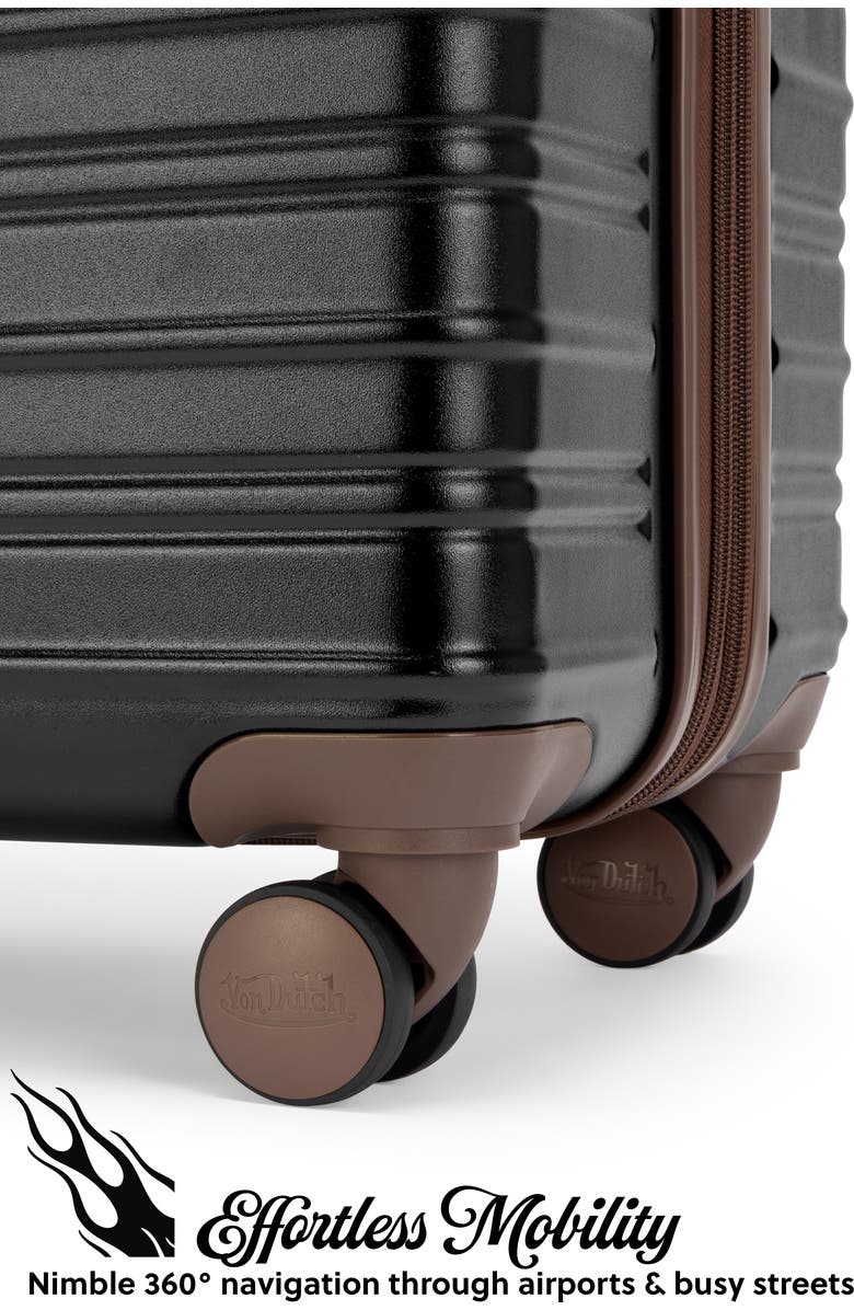 Von Dutch Retro Trek 3-Piece Expandable Hardside Spinner Luggage Set, Alternate, color, Black