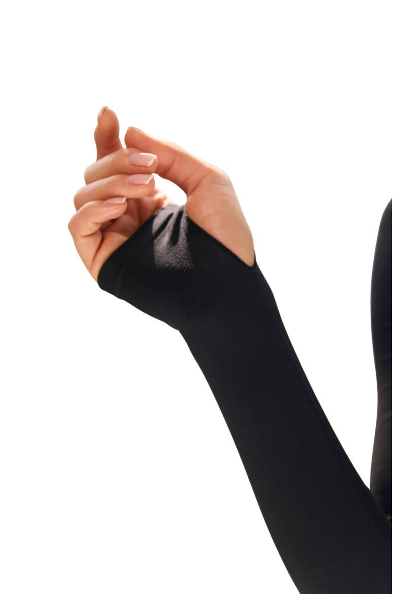 Scoop Neck Long Sleeve Bodysuit, Alternate, color, Black