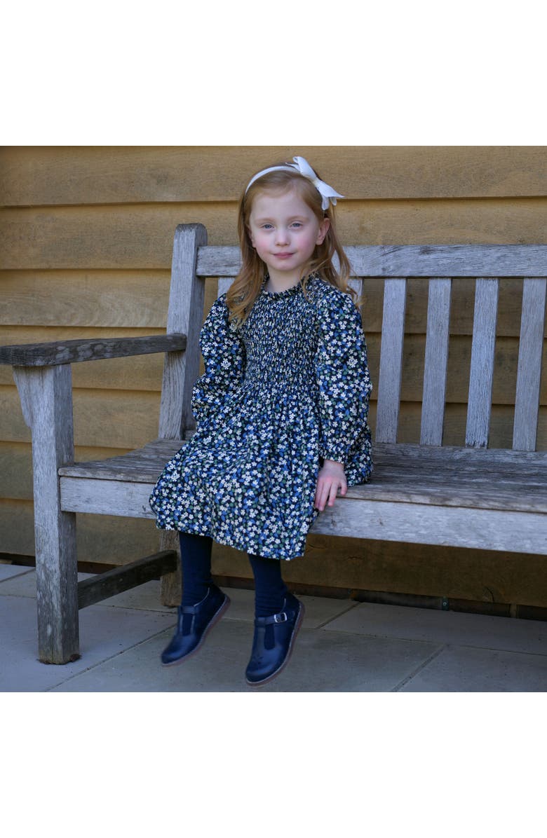 Rachel Riley Floral Berry Ruched Dress, Alternate, color, Navy