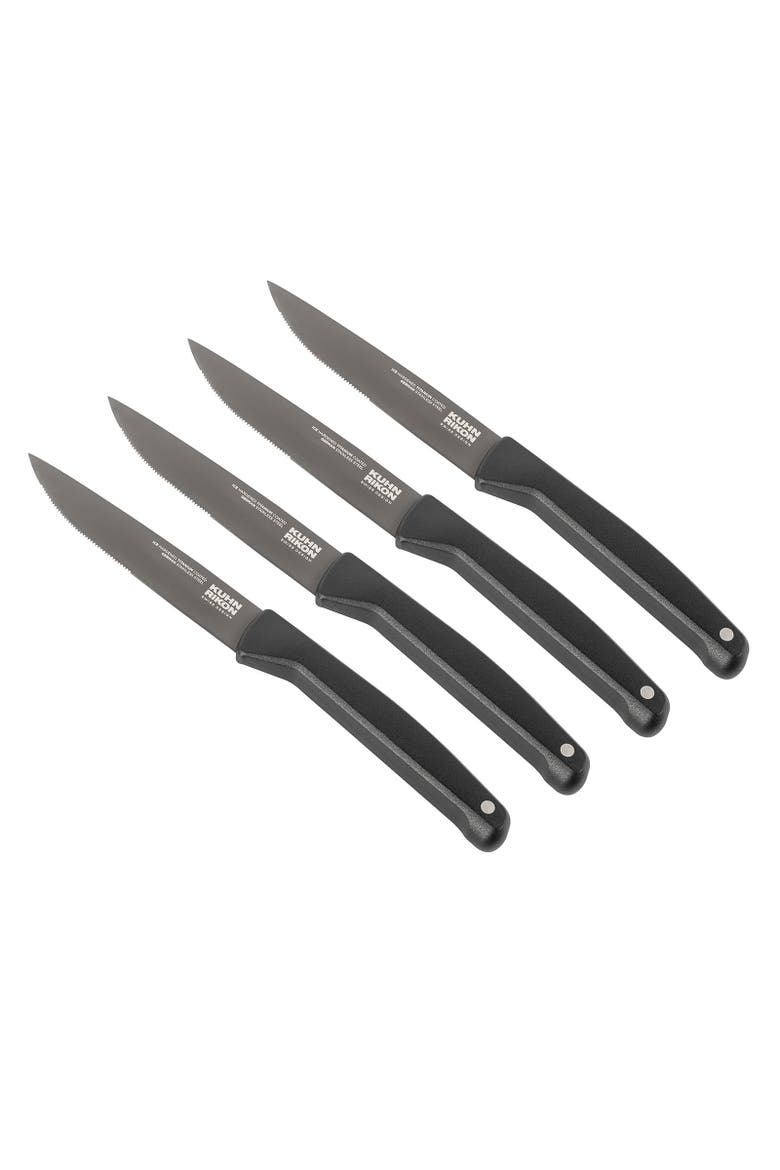 ICED Steak Knife 4.13-Inch, Set of 4, Ice Hardened German Stainless Blade, Main, color, Black