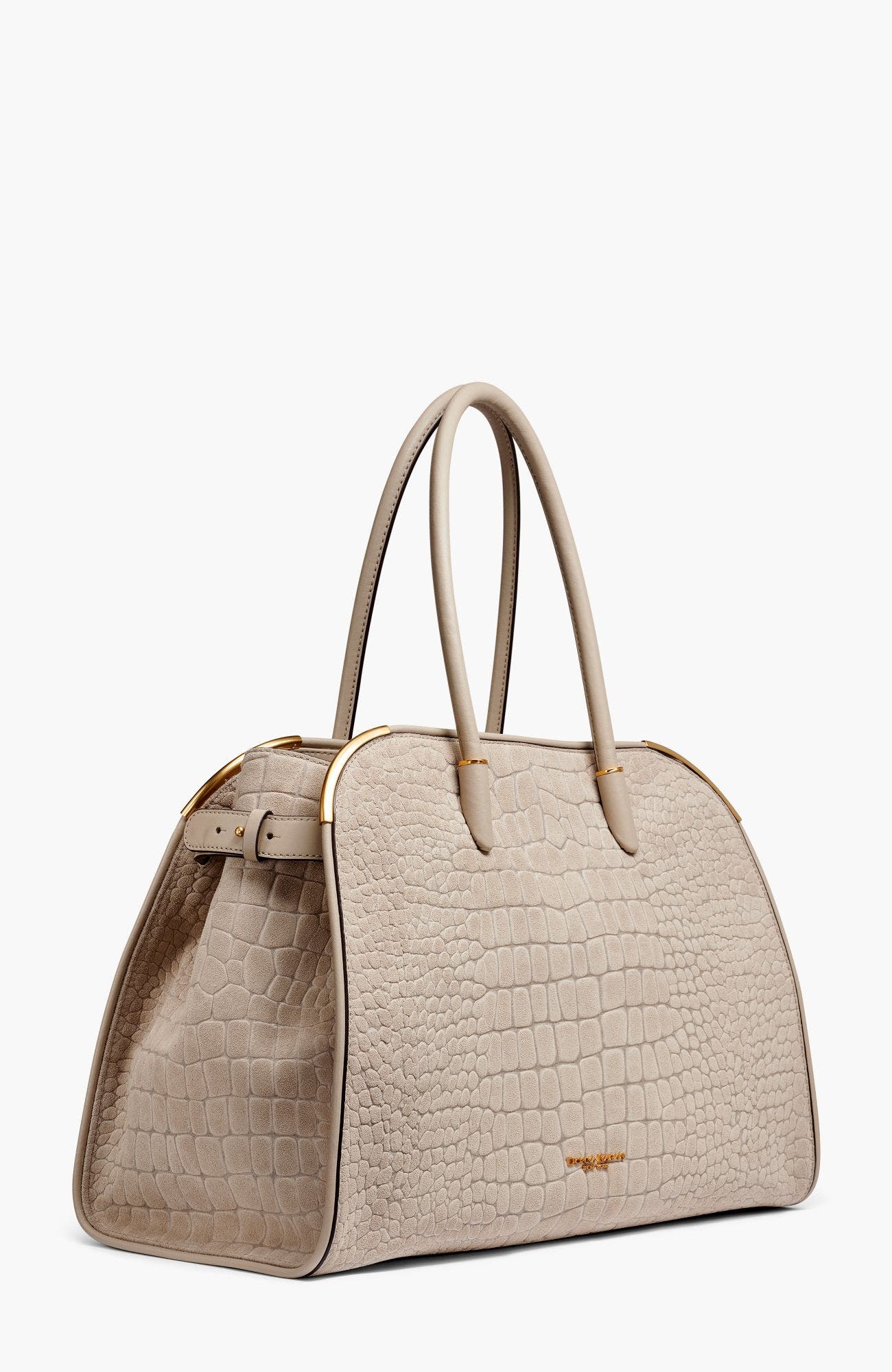 Satin Croc-Effect Suede Tote, Alternate, color, Moth