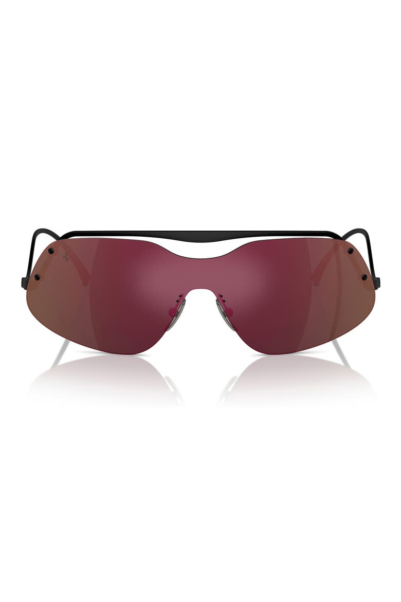 138mm Rectangular Sunglasses, Main, color, MATTE BLACK / MIRROR BRONZE