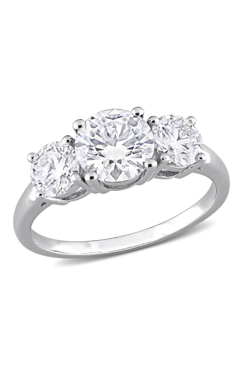 2-1/4CT DEW Moissanite 3-Stone Ring, Main, color, Sterling Silver