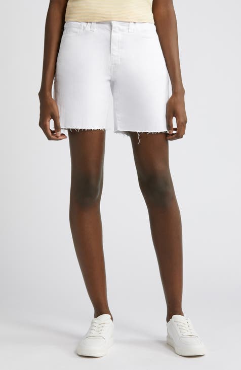 White denim shorts longer length popular size 8-10 small