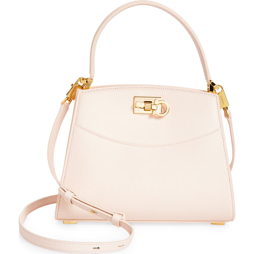 Ferragamo Small Studio Box Leather Top Handle Bag In Pink