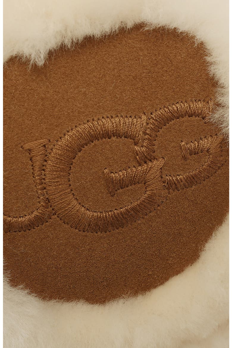 Kids' Embroidered Logo Shearling Earmuffs, Alternate, color, CHESTNUT