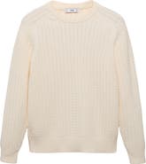 MANGO Cabled Cotton Crewneck Sweater