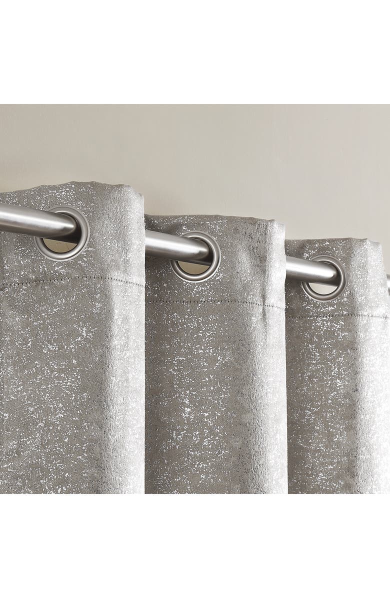 DAINTY HOME Artistic Set of 2 Metallic Textured Thermal Insulated Blackout Curtain Panels, Alternate, color, Sand