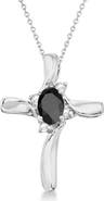 ALLUREZ Black Onyx & Diamond Cross Necklace Pendant 14K 0.50ct