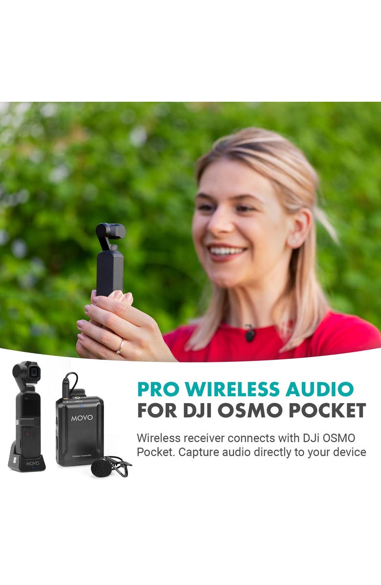 MOVO Edge-OP Wireless Lavalier Microphone for Osmo Pocket 1 and 2, Alternate, color, Black