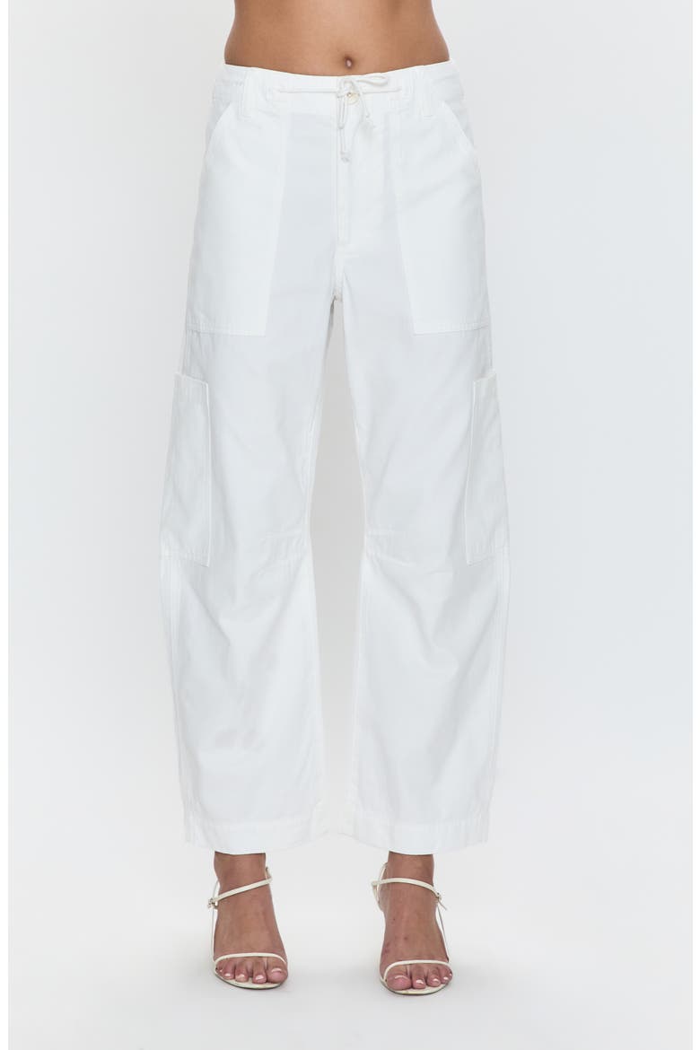 Sabrina High Waist Barrel Twill Utility Pants, Main, color, WHITE