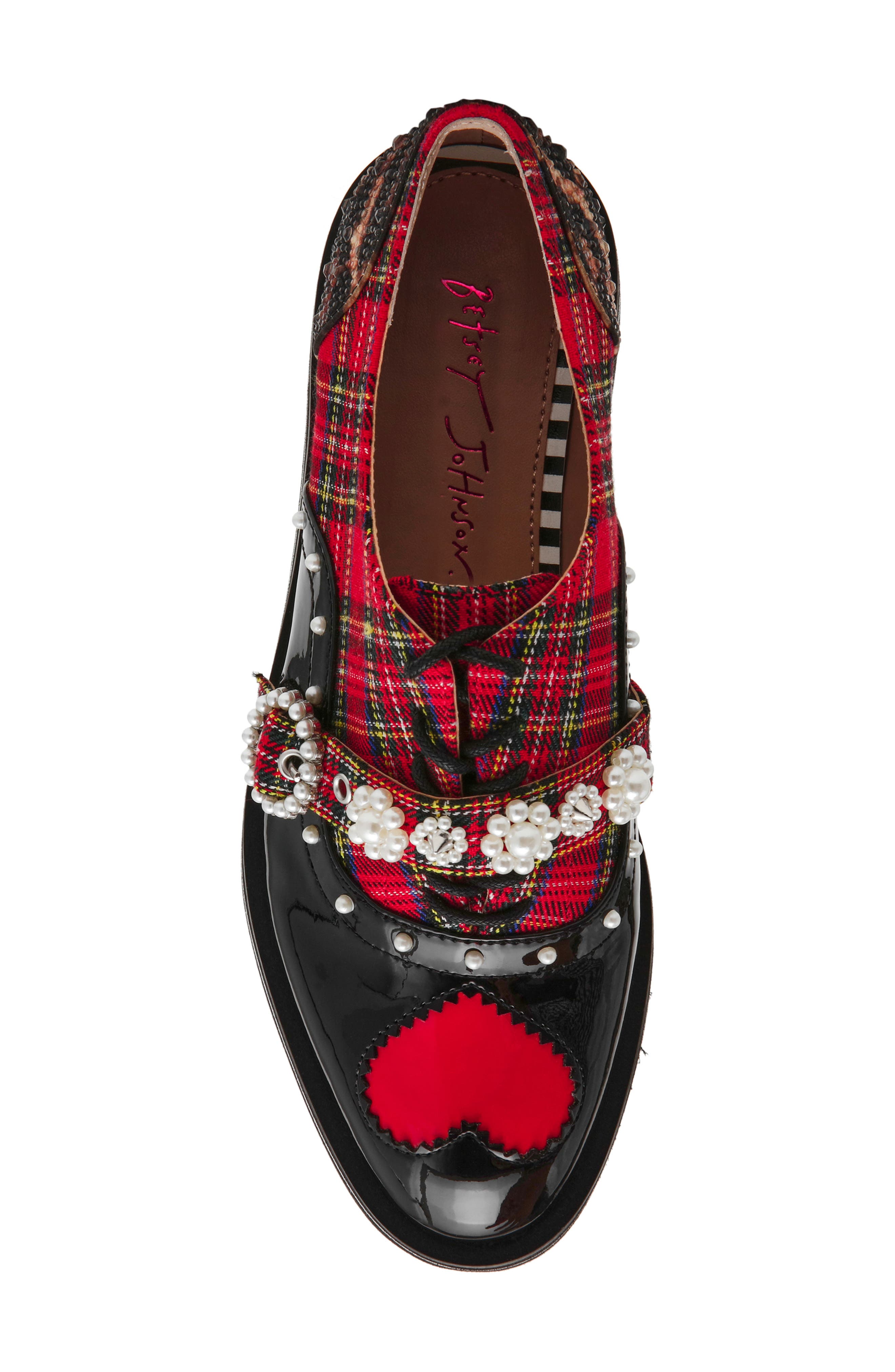 Betsey Johnson Simonee Buckle Derby, Alternate, color, Red Plaid