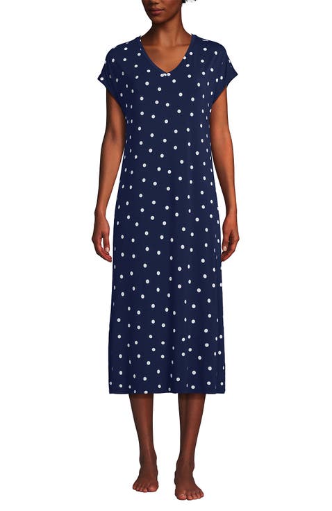 Short Sleeve Cooling Midi Nightgown