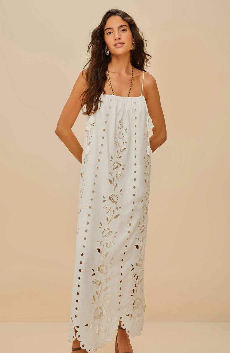 FARM Rio Richelieu Embroidered Maxi Sundress, Alternate, color, Off-White