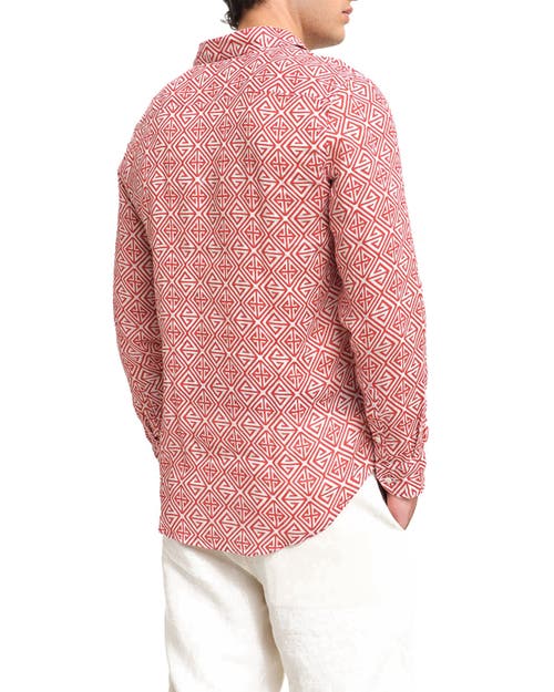 Peninsula Swimwear Geometric-pattern Shirt In Red
